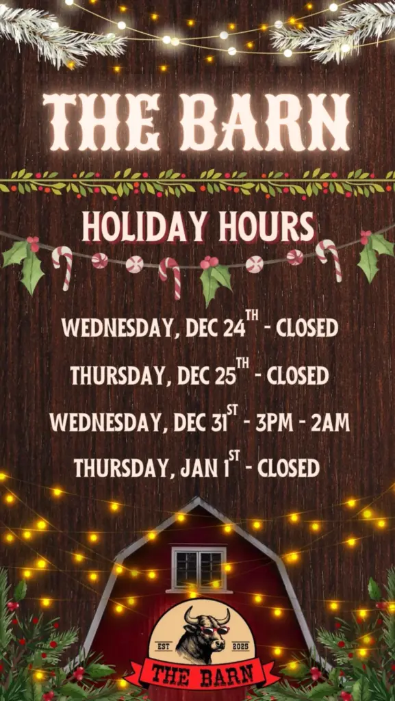 the barn holiday hours